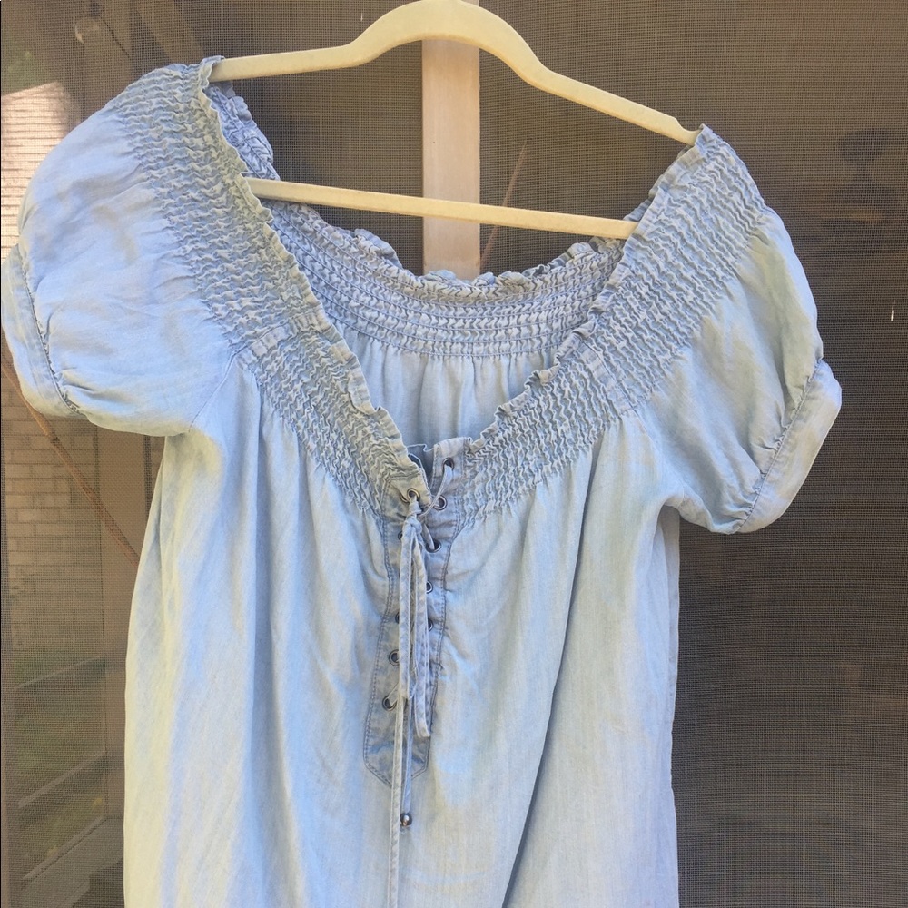 Denim off-the-shoulder Summer top
